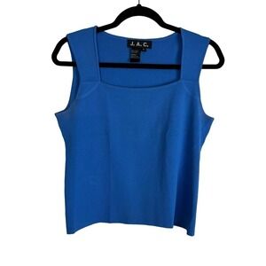 J.A.C Square Neck Blue Knit Sweater w/ Wide Straps Size XL